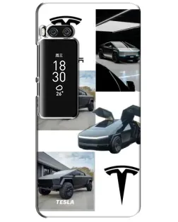 Чехол для Meizu Pro 7 Plus с картинкой «Коллаж Cybertruck Tesla»