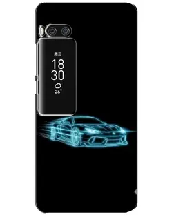 Чехол для Meizu Pro 7 Plus с картинкой «Неоновый контур Lamborghini»