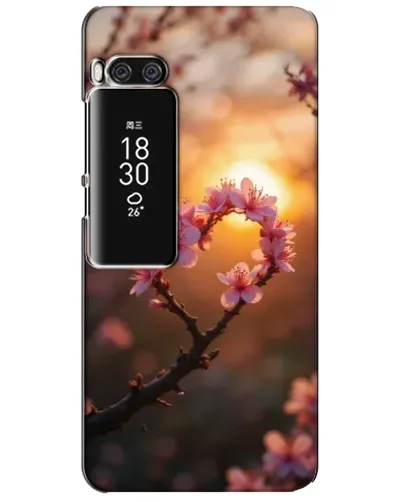 Чехол для Meizu Pro 7 Plus с картинкой «Розовый цвет сердце на фоне заката»