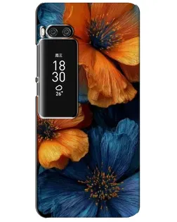 Чехол для Meizu Pro 7 Plus с картинкой «Яркая сине-оранжевая флора»