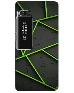 Чехол для Meizu Pro 7 Plus с картинкой «Зеленые геометрические линии»