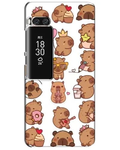 Чехол для Meizu Pro 7 Plus с картинкой «Стикерпак с капибарами»