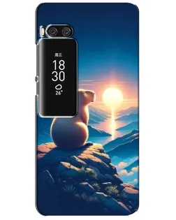 Чехол для Meizu Pro 7 Plus с картинкой «Закат солнца с капибарой»