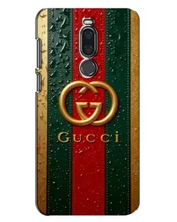 Чехол для Meizu X8 с картинкой «Gucci — фирменная полоса и золото»