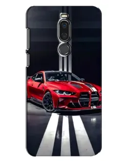 Чехол для Meizu X8 с картинкой «Красная BMW на дороге»