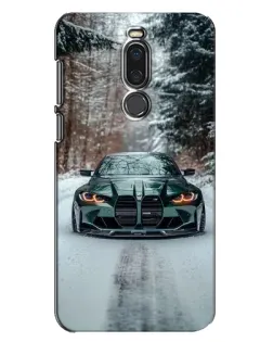 Чехол для Meizu X8 с картинкой «BMW в зимнем лесу»