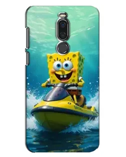 Чохол для Meizu X8 з картинкою «Спанч Боб на гідроциклі»