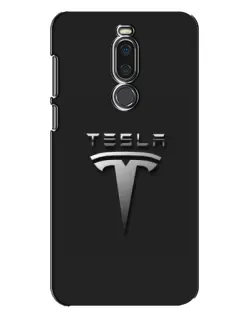 Чехол для Meizu X8 с картинкой «Стальной логотип Tesla»