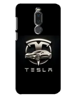 Чехол для Meizu X8 с картинкой «Tesla — серебристое авто»