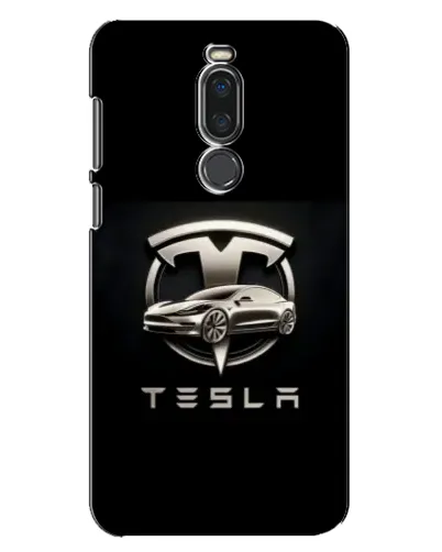 Чехол для Meizu X8 с картинкой «Tesla — серебристое авто»