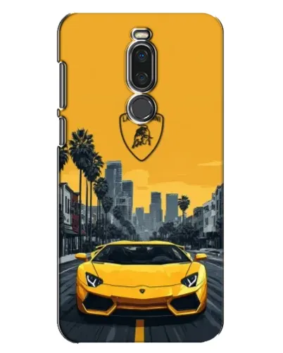 Чехол для Meizu X8 с картинкой «Желтый Lamborghini город»