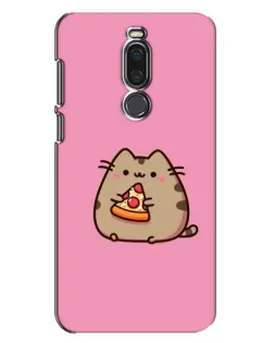 Чехол для Meizu X8 с картинкой «Пушин с пиццей»