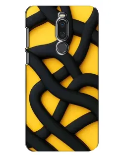Чехол для Meizu X8 с картинкой «Черное желтое переплетение»