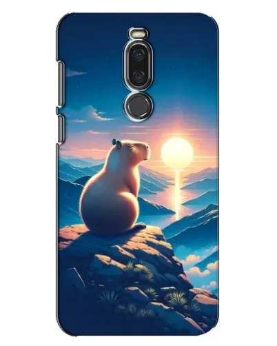 Чехол для Meizu X8 с картинкой «Закат солнца с капибарой»
