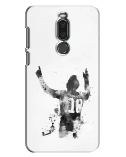 Чохол для Meizu X8 з картинкою «Чорно-білий силует Мессі»
