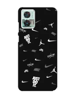 Чехол для Motorola Edge 30 Neo с картинкой «Nike Black Pattern»