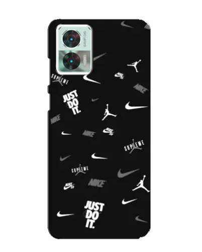 Чехол для Motorola Edge 30 Neo с картинкой «Nike Black Pattern»
