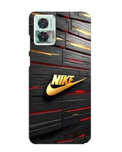 Чехол для Motorola Edge 30 Neo с картинкой «Золотой Nike на металле»