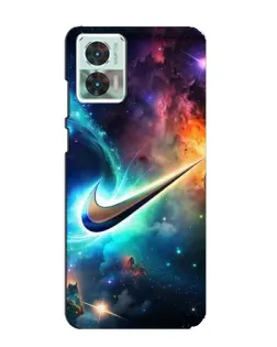 Чехол для Motorola Edge 30 Neo с картинкой «Космический Nike Swoosh»