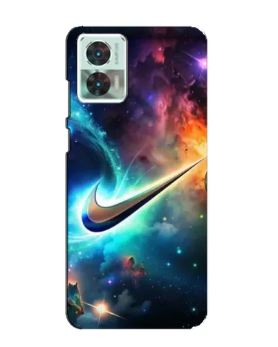 Чехол для Motorola Edge 30 Neo с картинкой «Космический Nike Swoosh»
