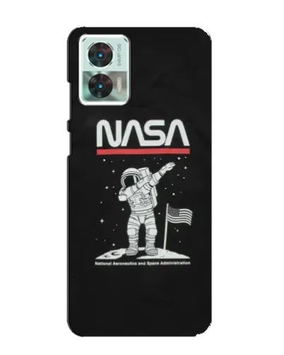 Чехол для Motorola Edge 30 Neo с картинкой «NASA — шагаем по Луне»