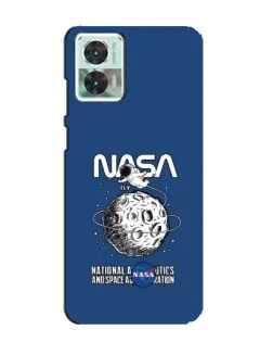 Чехол для Motorola Edge 30 Neo с картинкой «NASA — лунная миссия»