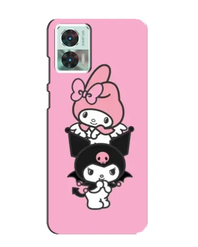 Чехол для Motorola Edge 30 Neo с картинкой «Трио My Melody и Kuromi»