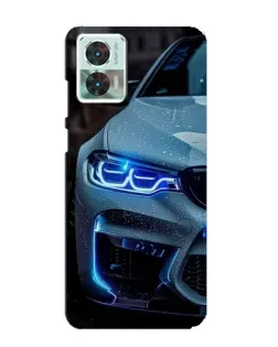 Чехол для Motorola Edge 30 Neo с картинкой «Взгляд BMW с синими фарами»