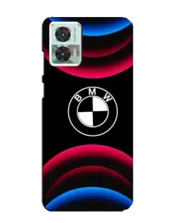 Чехол для Motorola Edge 30 Neo с картинкой «Логотип BMW и неоновые дуги»