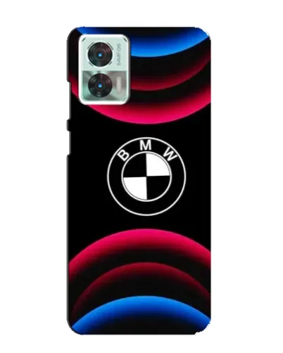 Чехол для Motorola Edge 30 Neo с картинкой «Логотип BMW и неоновые дуги»