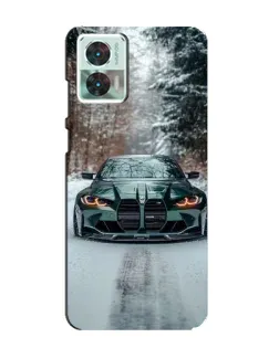 Чехол для Motorola Edge 30 Neo с картинкой «BMW в зимнем лесу»