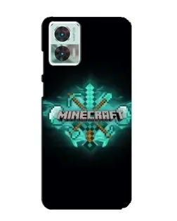 Чехол для Motorola Edge 30 Neo с картинкой «Minecraft Diamond лого»
