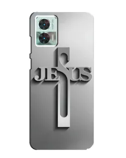 Чехол для Motorola Edge 30 Neo с картинкой «Металлический крест Jesus»