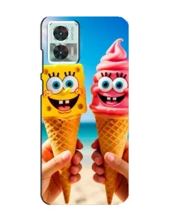 Чехол для Motorola Edge 30 Neo с картинкой «Спанч Боб мороженое»