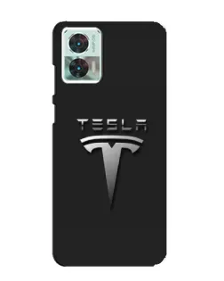 Чехол для Motorola Edge 30 Neo с картинкой «Стальной логотип Tesla»