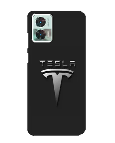 Чехол для Motorola Edge 30 Neo с картинкой «Стальной логотип Tesla»
