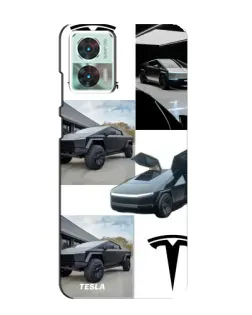 Чехол для Motorola Edge 30 Neo с картинкой «Коллаж Cybertruck Tesla»
