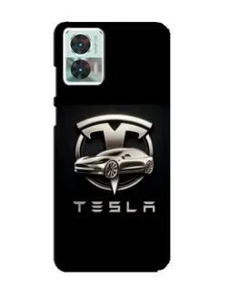 Чехол для Motorola Edge 30 Neo с картинкой «Tesla — серебристое авто»