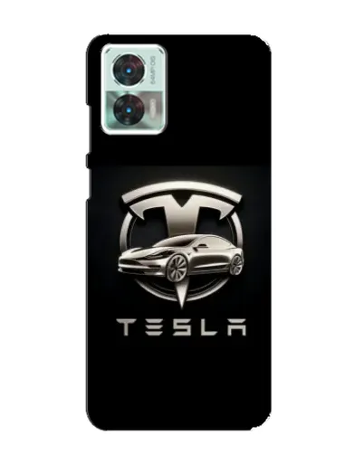 Чехол для Motorola Edge 30 Neo с картинкой «Tesla — серебристое авто»