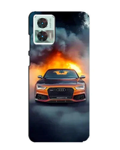Чехол для Motorola Edge 30 Neo с картинкой «Audi в огненном дыму»
