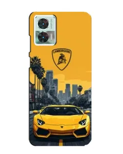 Чехол для Motorola Edge 30 Neo с картинкой «Желтый Lamborghini город»