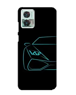 Чехол для Motorola Edge 30 Neo с картинкой «Голубой силуэт Lamborghini»