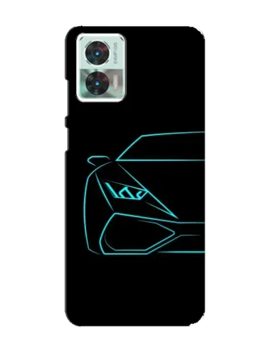 Чехол для Motorola Edge 30 Neo с картинкой «Голубой силуэт Lamborghini»