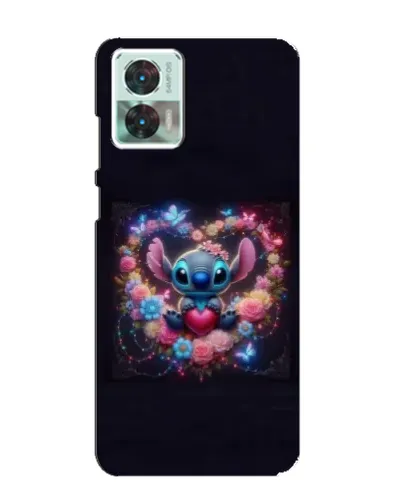 Чохол для Motorola Edge 30 Neo з картинкою «Stitch у квітах»