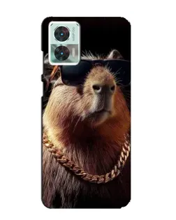Чохол для Motorola Edge 30 Neo з картинкою «Капібара золотий ланцюг»