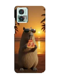 Чохол для Motorola Edge 30 Neo з картинкою «Капібара з піцою»