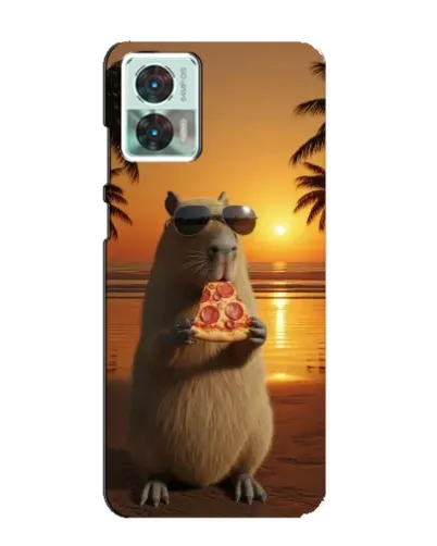 Чохол для Motorola Edge 30 Neo з картинкою «Капібара з піцою»