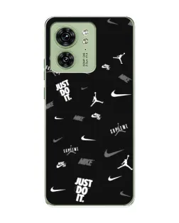 Чехол для Motorola Edge 40 с картинкой «Nike Black Pattern»