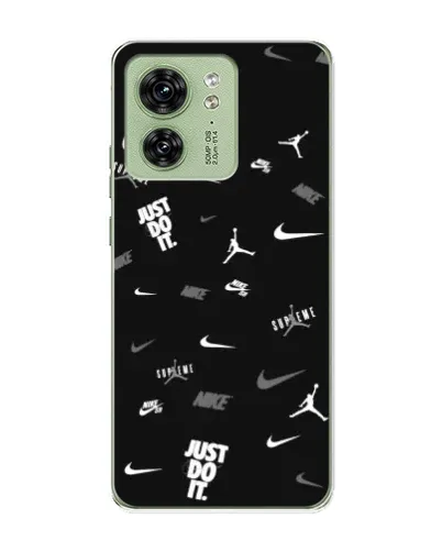 Чехол для Motorola Edge 40 с картинкой «Nike Black Pattern»