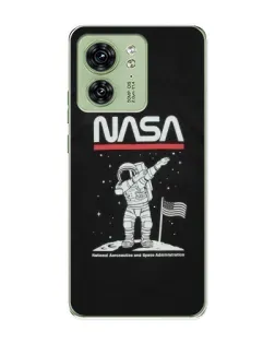 Чохол для Motorola Edge 40 з картинкою «NASA — крокуємо по Місяцю»